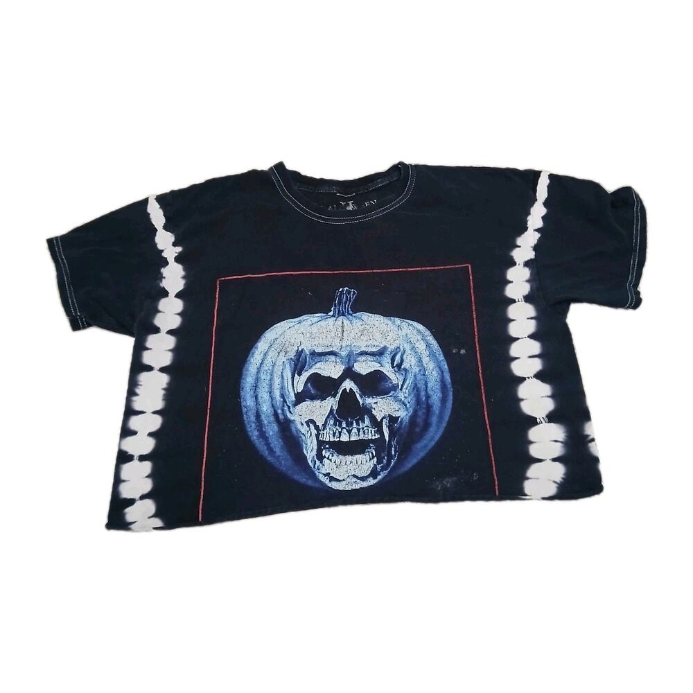 Halloween Movie T-Shirt Skull Tie Dye Cropped Graphic Tee Women’s‎ L Thrashed
